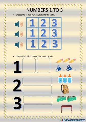 Numbers 1 to 3