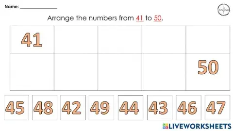 Arranging numbers 41 to 50
