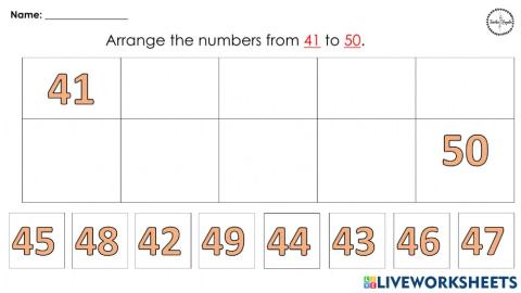 Arranging numbers 41 to 50