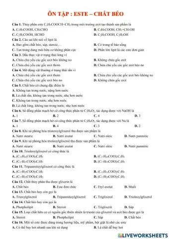 Ôn tập este - chất béo