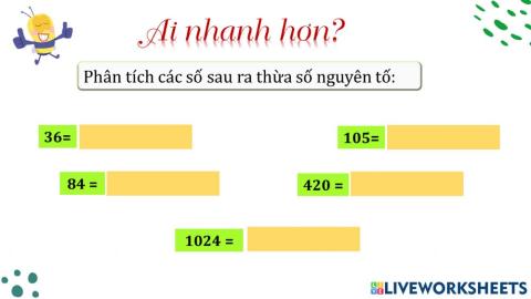 Phân tích các số ra số nguyên tố