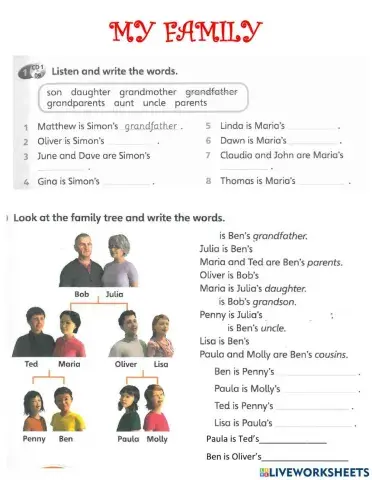 My family worksheet