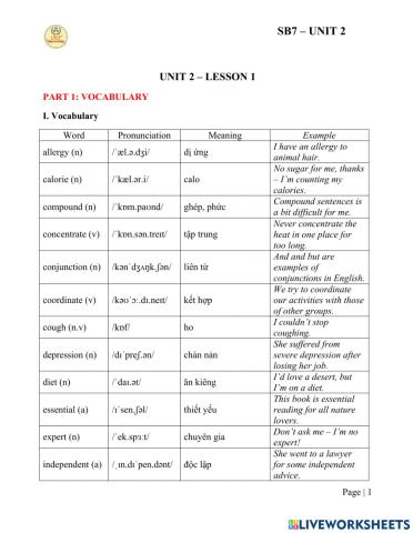 G7- UNIT 2- lesson 1