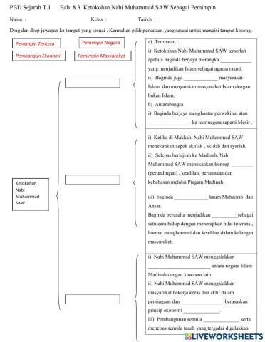 Latihan(PBD)  Sejarah T.1  Bab 8  Ketokohan Nabi Muhammad SAW Sebagai Pemimpin