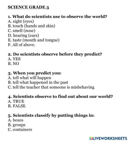 Science Grade 3 week 4