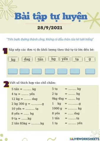 Bảng đơn vị đo khối lượng