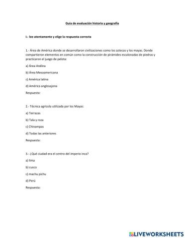 Evaluación civilizaciones americanas