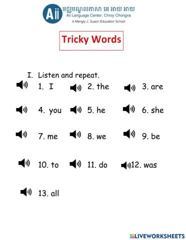 Jolly Phonics Tricky Words Group 1