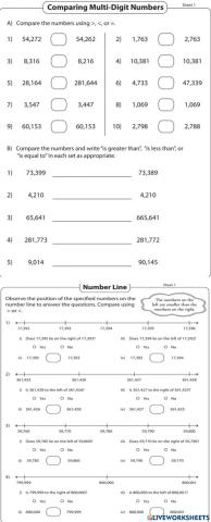 Comparing Numbers - 4 & 5 digit numbers