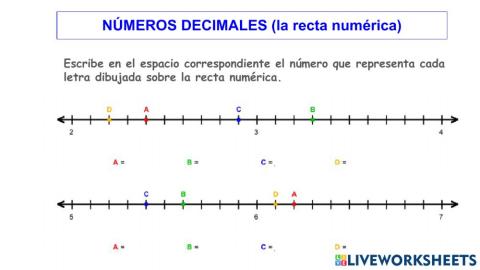 Números decimales (recta numérica)