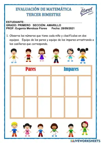 Evaluacion de matematica III bimestre