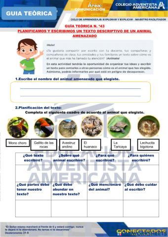 Planificamos y escribimos un texto descriptivo