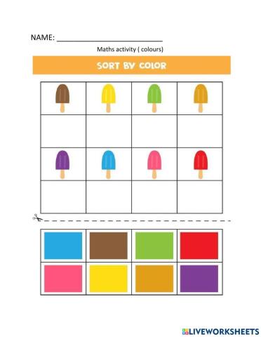 Colours worksheets. ( sorting and colouring)