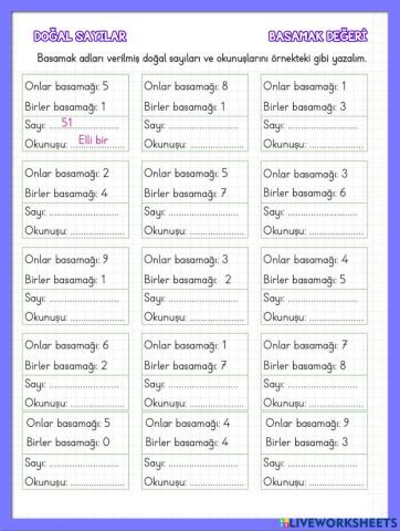 Doğal Sayılar Basamak Değeri-1