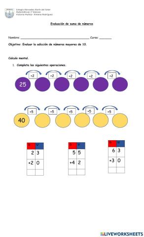 Sumas de unidades y decenas