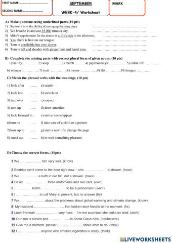 September- week 4- Worksheet-TED