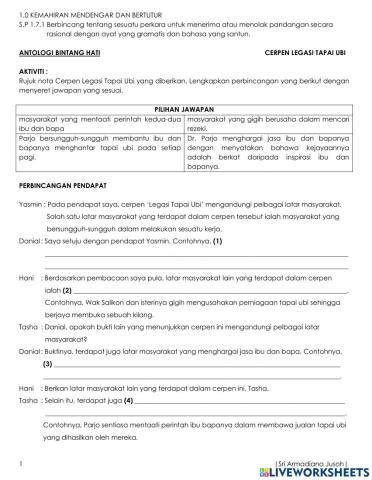 S.p 1.7.1 cerpen legasi tapai ubi