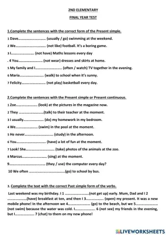 2ND ELEMENTARY FINAL EXAM DECEMBRE 2021