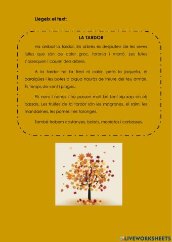 Comprensió lectora tardor