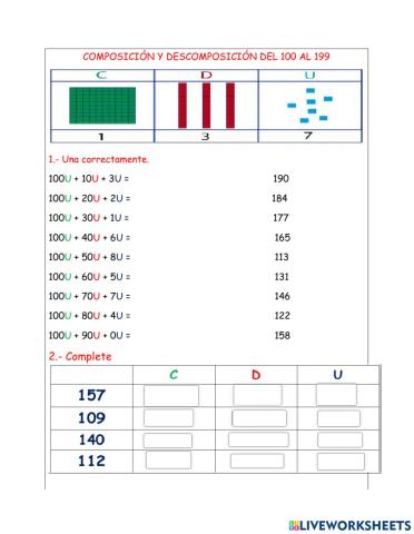 Serie numérica del 10o al 199