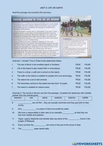 Unit 4: Life on Earth