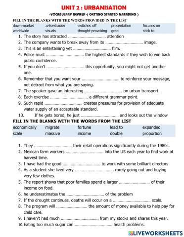 G12 unit 2 GET STARTED AND READING  -VOCABULAY