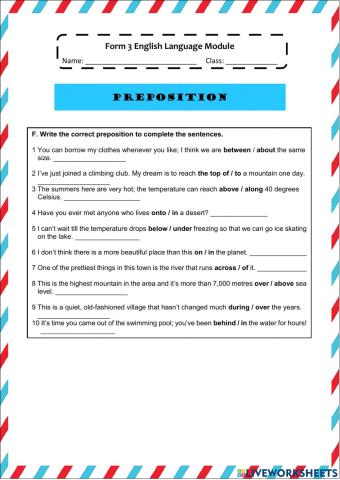 Form 3 Module Part F