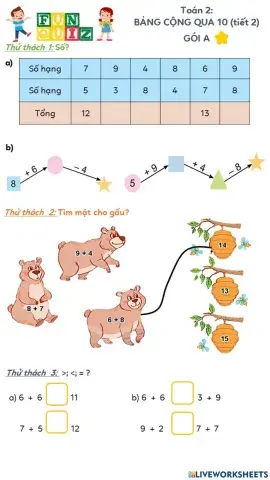 Gói A - Bảng cộng qua 10 (tiết 2)