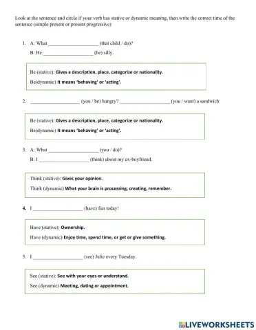 Stative and Dynamic Verbs