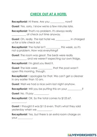 Check out at a hotel