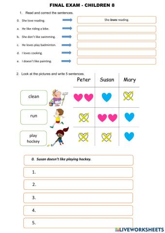 Childre 8 . final exam