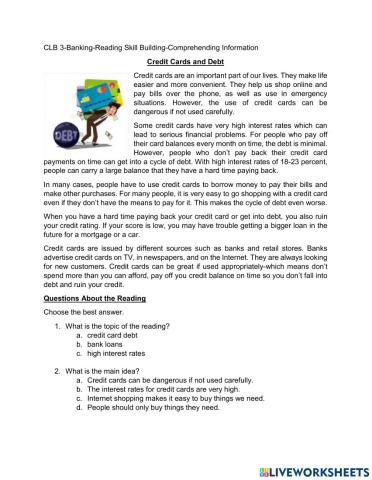 CLB 3-Banking-Reading Skill Building-Comprehending Information