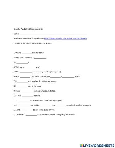 Simple Past Kung Fu Panda activity