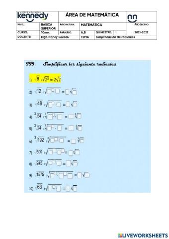 Simplificación de radicales