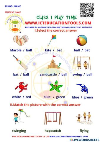 Class 1 play time engliah