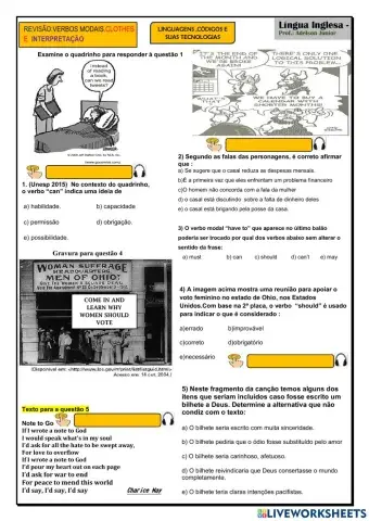 Revisão Verbos Modais e partes do vestuário
