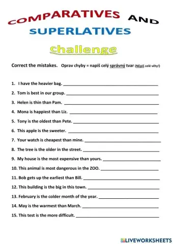 Comparative-Superlative challenge