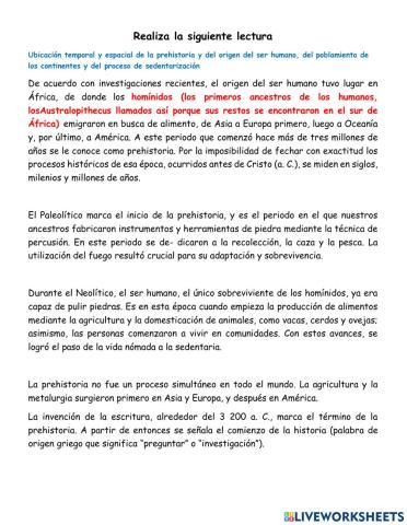 Ubicación espacial de la Prehistoria