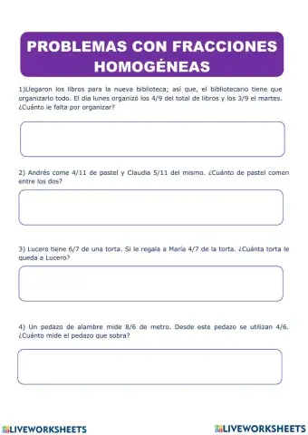 Problemas con fracciones homogéneas