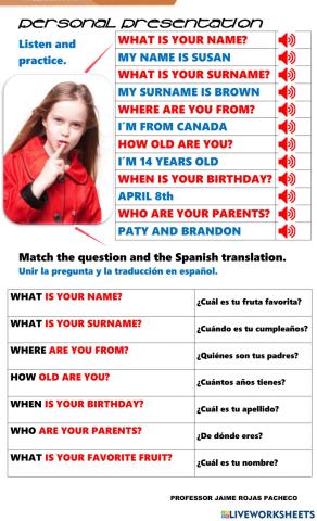 Personal presentation