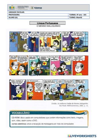 Menino Maluquinho e Grau do Substantivo