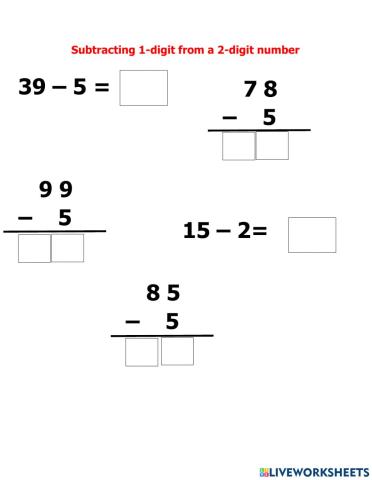 Subtracting 1-digit from a 2-digit number