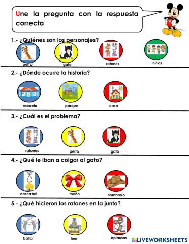 Comprensión lectora cuento plan de ratones