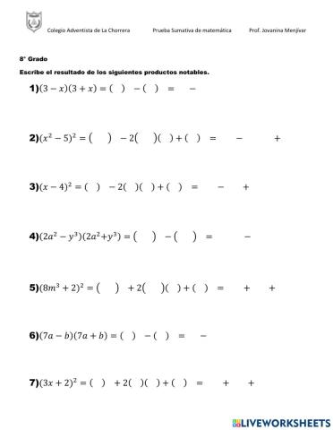 Productos Notables -Casos 1 y 2