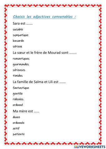 Le feminin et le masculin de l'adjectif