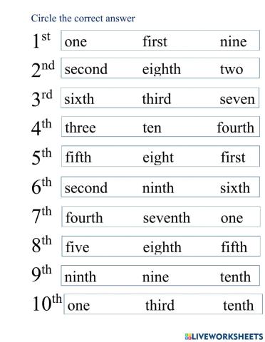 Ordinal numbers