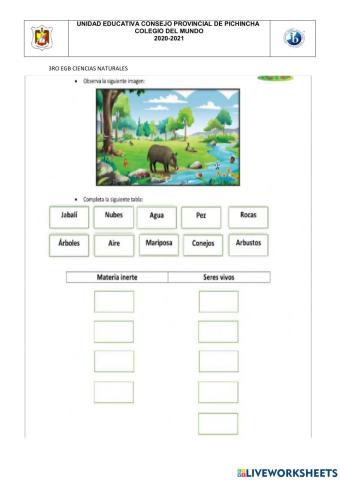 La materia inerte y seres vivos