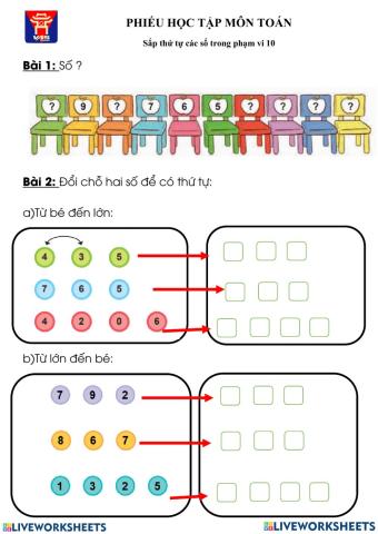 Phiếu ôn thứ tự 0 - 10