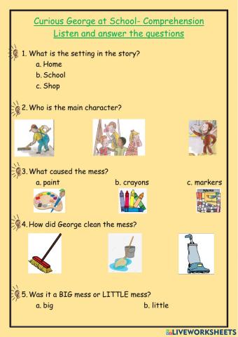 Curious George at School Comprehension