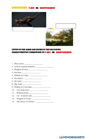 Dinosours characteristics